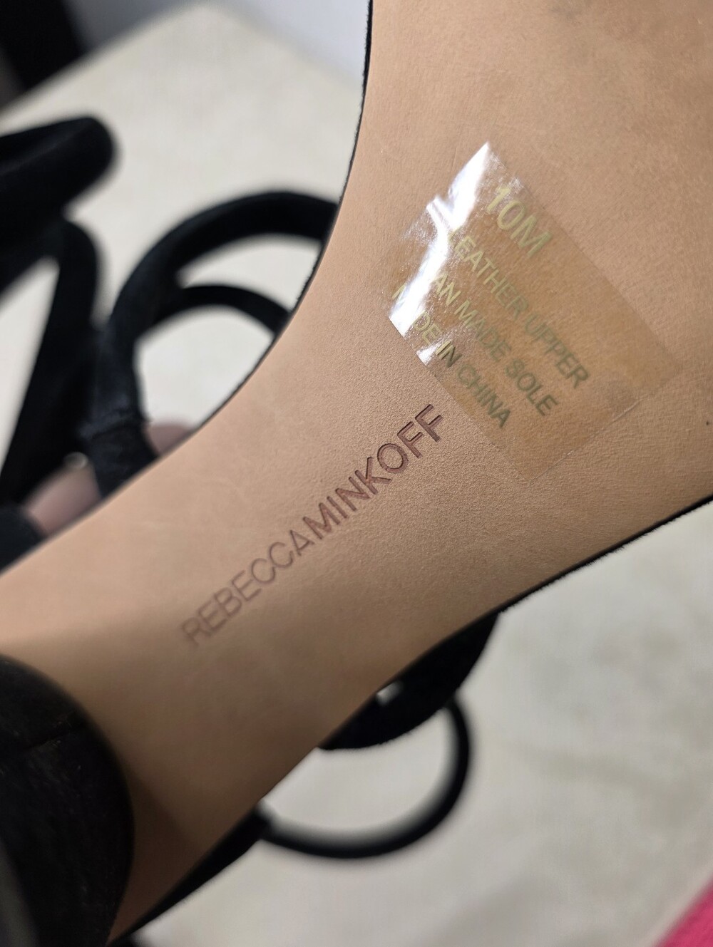 Rebecca Minkoff Black Suede Multi Strap Block Heel Sandals Zipper Back Size 10M - Picture 7 of 8
